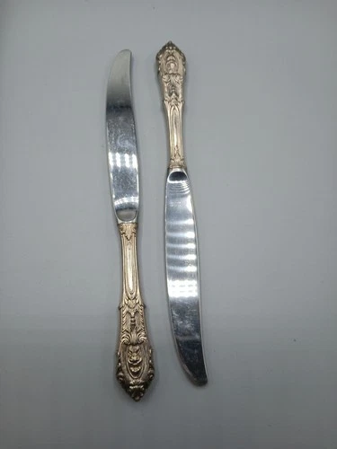 Wallace Rose Point Knives w Sterling Silver Handles 9" Set Of 2