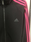 Girls Adidas Track Jacket Size L Black Pink Stripes — photo 3