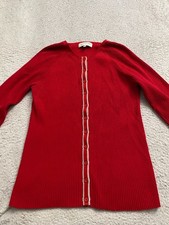 Jones New York Women Long Sleeve Round Neck Cardigan Sweater Red Size XL