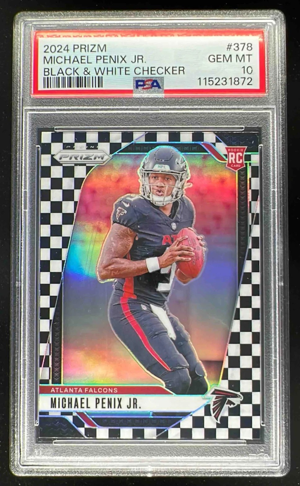 2024 Panini Prizm Black and White Checker Prizm #378 Michael Penix Jr. RC PSA 10