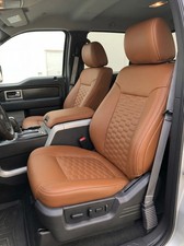 2009-14 Ford F-150 Xl Tanwhite Genuine Leather Seat Covers Upgrade Custom Fit 2009-14 Ford F-150 Xl Tanwhite Genuine Leather Seat Covers Upgrade Custom Fit