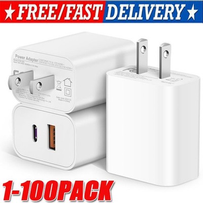 IPhone 16 15 13 12 11  20W Fast Charger Block USB Type C Wall Power Adapter Lot