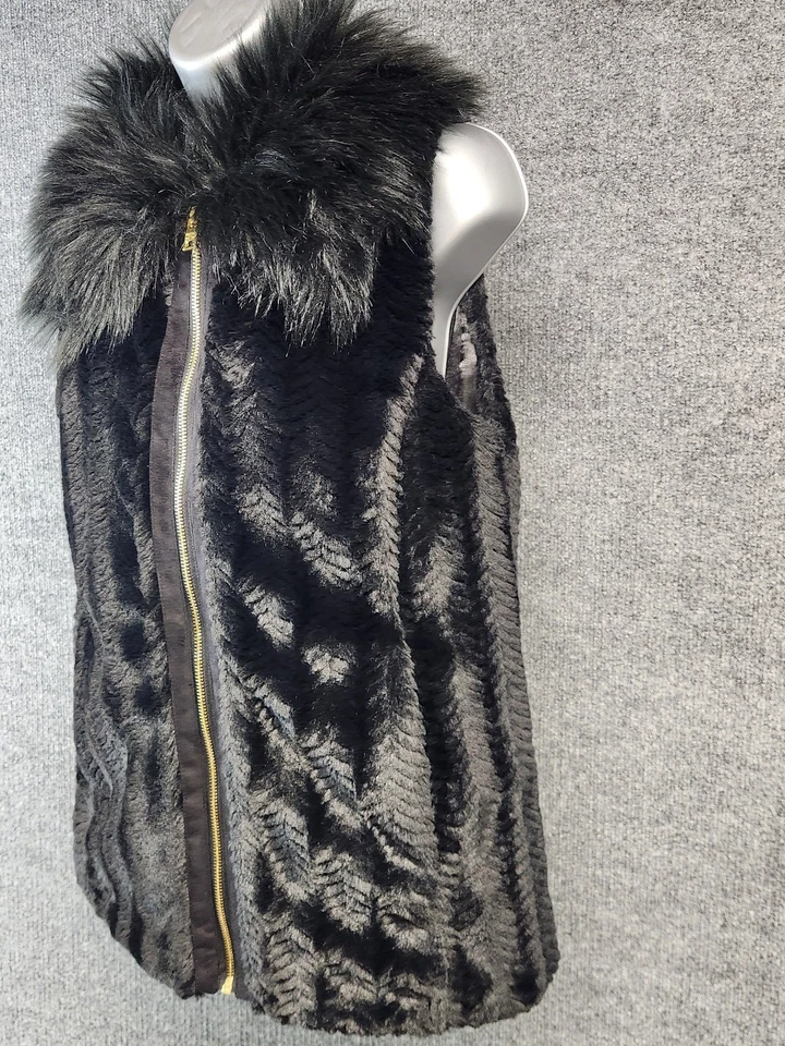 Chaleco Marc New York Mujer Pequeño Negro Imitación Piel Cremallera Cuello Sin Mangas Suave Acogedor Foto 2 de 4