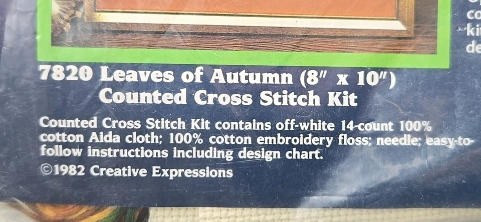 Kit Punto de Cruz Contado Creative Expressions Hojas de Otoño Otoño 7820 ABIERTO Foto 3 de 4