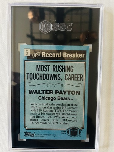 Topps Walter Payton Record Breaker 1988 #5 SGC 8,5 casi nuevo/como nuevo+ Chicago Bears HOF’er - Imagen 2 de 2