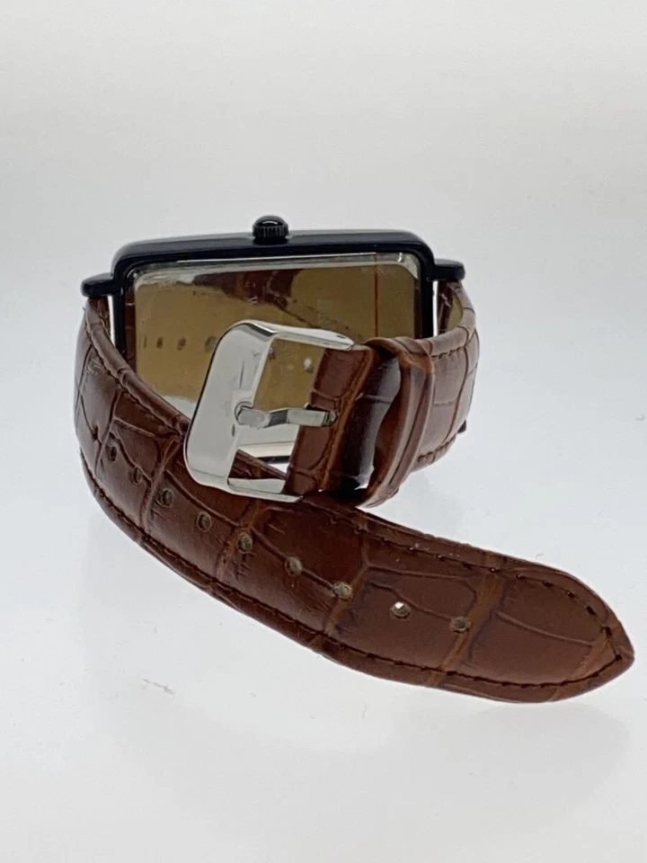 Reloj Brookiana Analógico Cuero Negro Marrón Elegante Estilo Excelente JAPÓN Foto 4 de 4