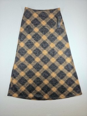 NYCC New York Clothing Co. Argyle Maxi Skirt Size S Brown Gold Plaid A-Line New