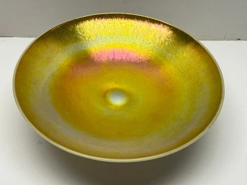 Steuben Gold aurene Footed Bowl 10" (cracked on bottom)