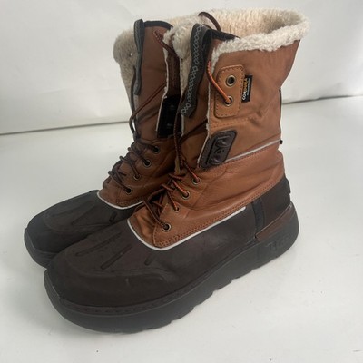 UGG Snow Boots Mens Butte Sz 13 Brown Leather Cordura Shearling Lined 1153390