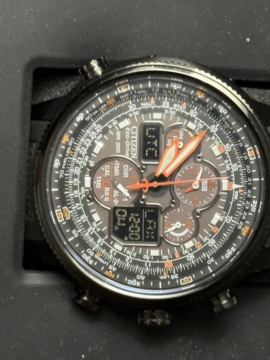 Citizen Navihawk A-T Eco-Drive Atomic Chronograph WR 200 Black