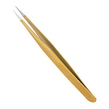 Straight Tip Tweezer Professional Tweezers for Eyebrow Lab Gold Brown