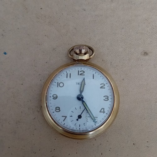 Lovely Vintage 1974 Smiths Goldtone Pocket Watch Serviced New Crystal