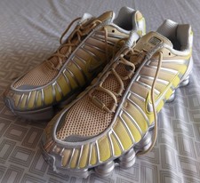 Nike Shox R4 Yellow Beige Silver Mesh Synthet...