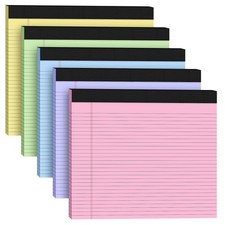 5 Pack Wide Legal Pads 11" x 9.5" Landscape Pink Purple Blue Green Yellow Col...