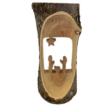 Primitive Nativity Carving Live Edge Branch Christmas Christianity