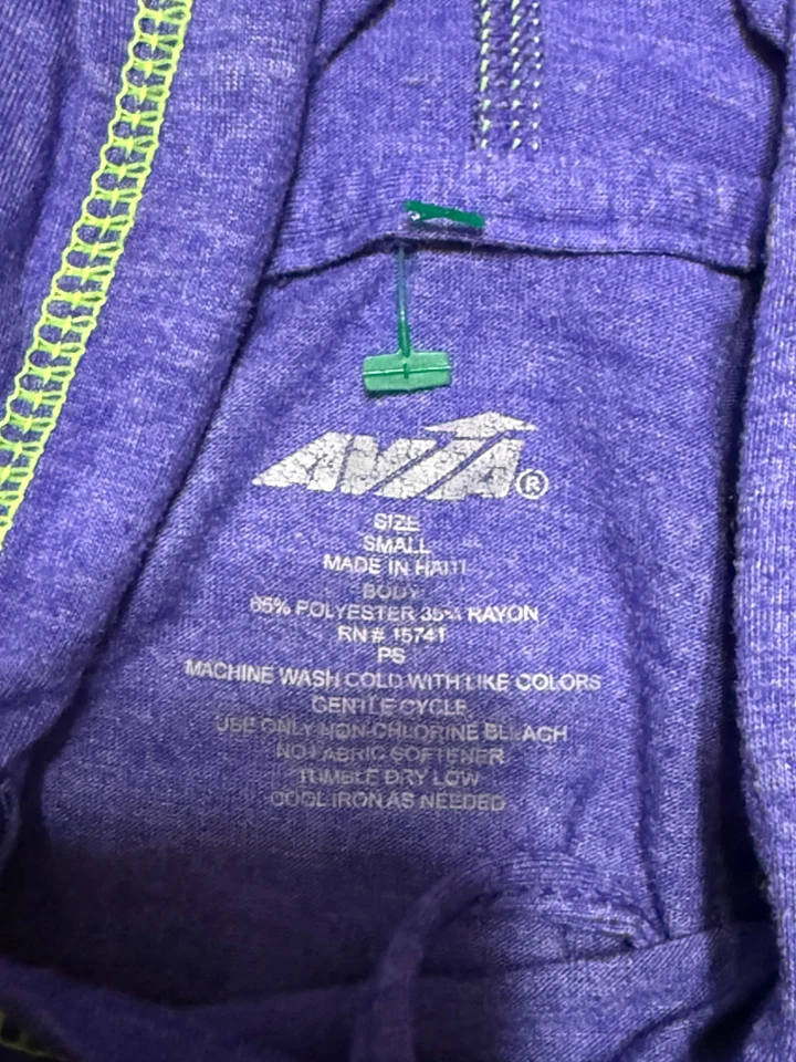 Sudadera con Capucha AVIA, Para Mujer Talla Pequeña, Verde Púrpura, Camisa Manga Larga, Pullover Foto 4 de 4