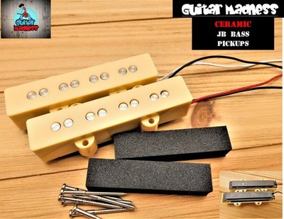 G.M. Ceramic JB Jazz Bass Pickup Set Cream Covers