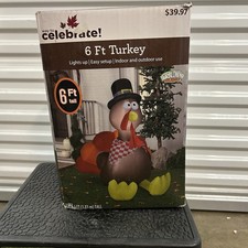 6 Ft Airblown Thanksgiving Inflatable Turkey Way to Celebrate Light Up Outdoor