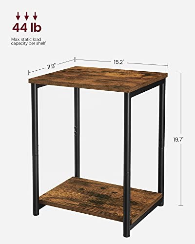 Side Tables Set of Small End Table, Nightstand for 2 Rustic Brown ...
