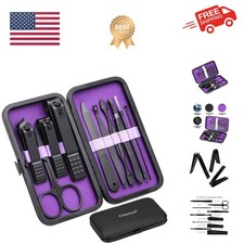 Manicure Set Nail Clippers Kit Professional Stainless Steel Nail Care Tools w...