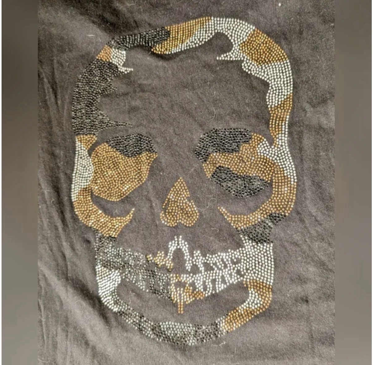 NWT Zadig & Voltaire Crystal Camo Skull Tee Large RARE image 2