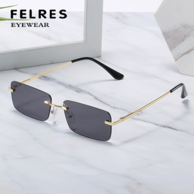 Men Women Metal Square Rimless Sunglasses Outdoor Driving Fashion Glasses UV400 