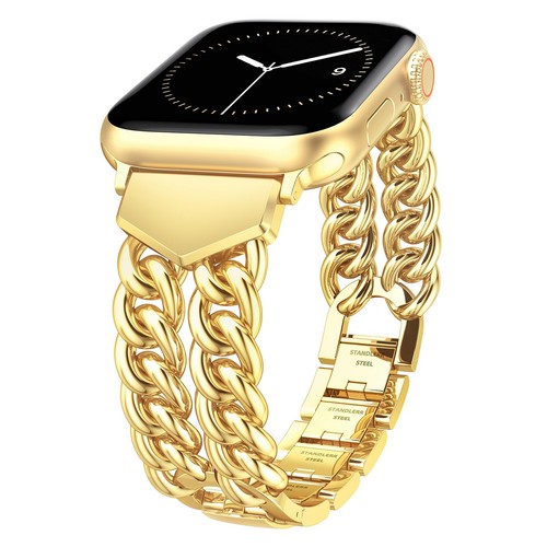Double-chain Cowboy Chain Jewelry Metal Strap For Apple Watch Series 10/1/Ultra - Picture 8 of 40
