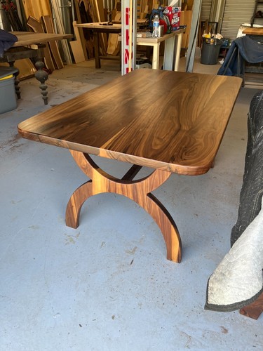 Handcrafted Walnut Dining Table with Unique Curved X-Style Base - Picture 5 of 7