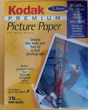 Kodak Premium Picture HW Paper High Gloss 8 1/2" X 11" -75 Sheets - New/Sealed
