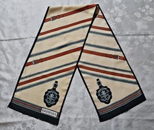 GENTS SCARF VINTAGE AUTHENTIC BARTOLDI EQUESTRIAN ART BLUE BEIGE BRICK LONG MEN