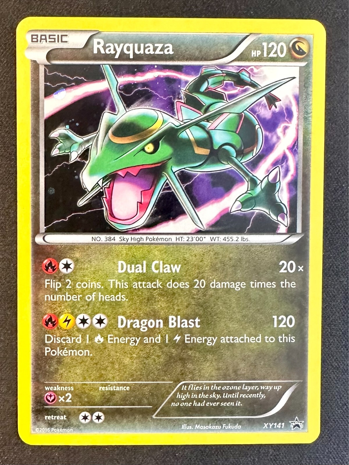 Rayquaza XY141 2016 Black Star Promo Pokemon Card Cosmos Holo Exclusive - Nm/Vlp