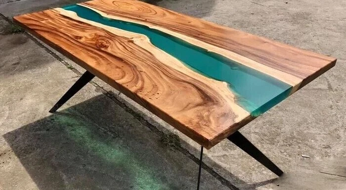 Epoxy Resin Table Top, Live Edge Dining Epoxy table top, epoxy wood table Slabs - Image 3 of 4