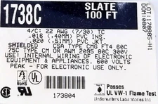 Alpha Wire 1738C/4C; 100 Foot Reel 22 AWG - 4 Strand Sheilded - 600Volt