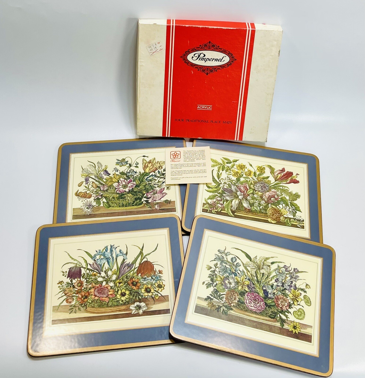 Set Of 4 Pimpernel Floral Array Cork Backed Acrylic Placemats Small