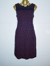 NEXT DRESS SIZE 10 PART LINEN NAVY PINK HEARTS SUMMER 38" Ba90