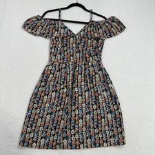 J. Crew Mercantile Women's Floral Cold Shoulder Mini Dress Size 0 Black Lined