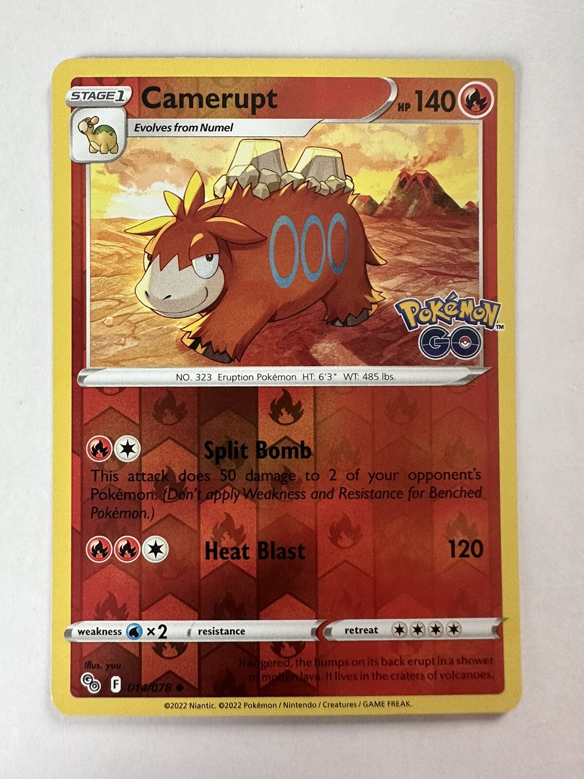 Pokémon TCG Camerupt Pokemon GO 014/078 Reverse Holo Uncommon