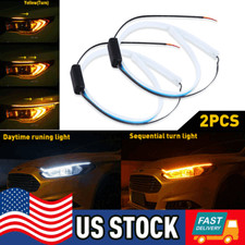 2 X Dynamic Flexible 60cm Led Headlight Slim Strip Lights Drl Turn Signal Lamps