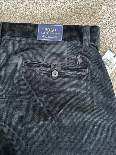 Polo Ralph Lauren Black Corduroy Pants Stretch Classic Fit Men’s Size 34x32 New - Picture 10 of 10