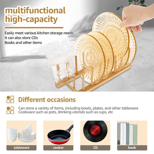 Bamboo Dish Dying Rack Stable Plate Storage Rack Convenient Drain Tray jegvY - Picture 5 of 11