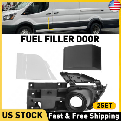 For Ford Transit 2015-2020 Gas Cover Molding+Trim Fuel Filler Door Housing 2SET