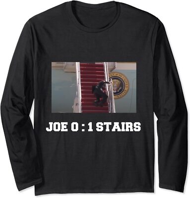 Biden Falling Down Stairs Joe Vs Stairs Funny Gift Long Sleeve T-Shirt