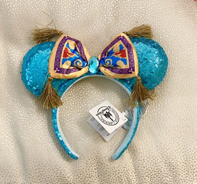 Disney Aladdin Jasmine Magic Carpet Bow Sequined Minnie Ears Headband NEW! 1 Disney Parks Aladdin Princess Jasmine Magic Carpet Bow  main image 4