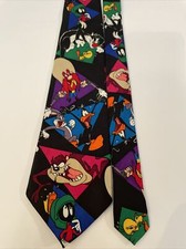Vintage LOONEY TUNES MANIA 1993 Necktie Tie Bugs Bunny Tasmanian Devil Yosemite