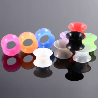 Thin Silicone Ear Plug Flexible Flesh Tunnels Expander Stretching Gauges Earlets