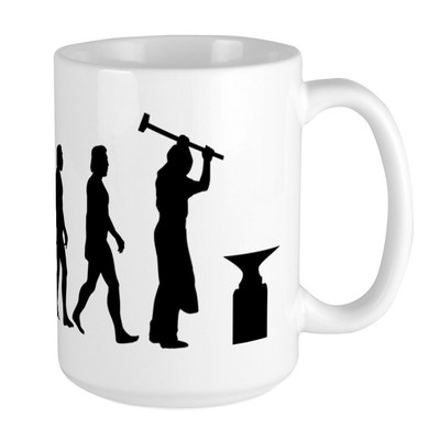 CafePress Evolution Of A Blacksmith Large Mug (238674280)