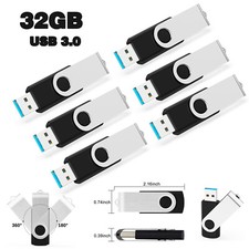 1/5P/10PCS 32GB USB 3.0 Flash Drive Memory Stick Storage Rotating Pen Drive LOT