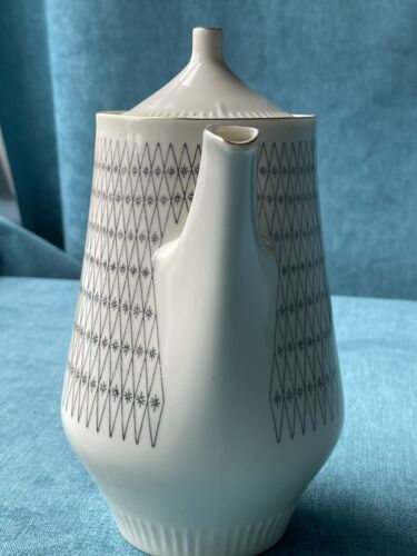 NORWAY -PORSGRUND 60 COFFEE POT white/Grey geometric VINTAGE Skandi Design - Picture 3 of 12