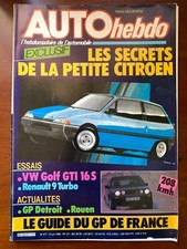 AUTO HEBDO 27/06/1985; Essai Golf GTi 16S/ Renault 9 Turbo/ GP détroit/ Guide GP