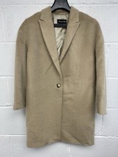 Massimo Dutti Beige Alpaca Wool Blend Coat Soft Feel Uk8 Pwb2003042